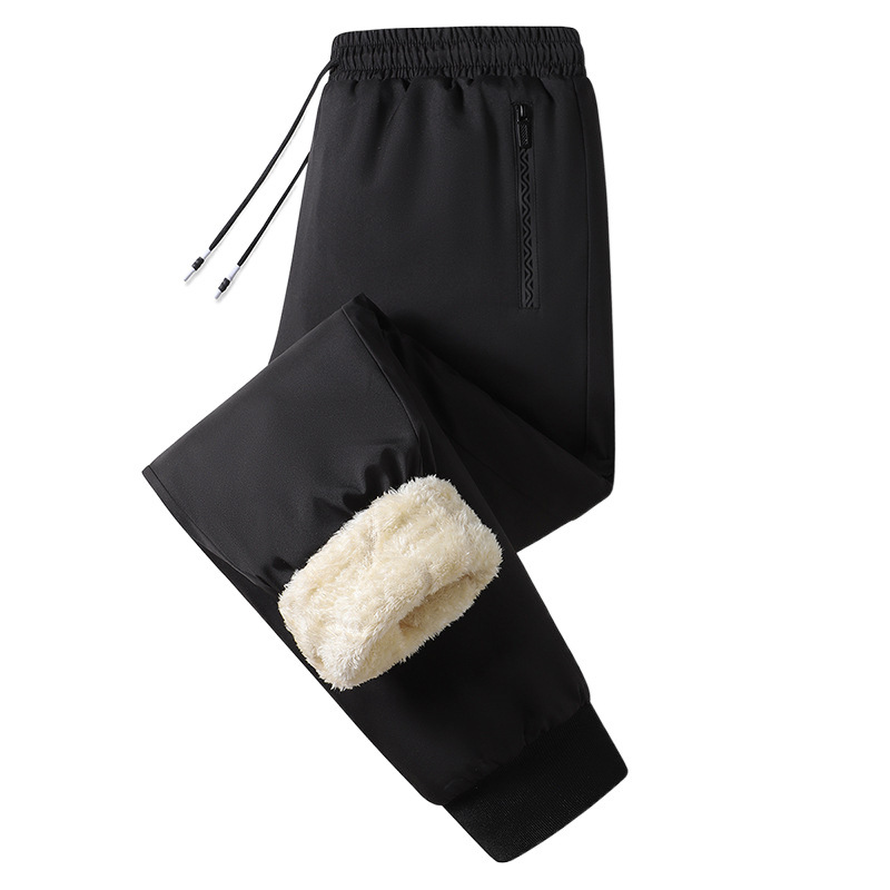 Pantalones de algodón de lana de cordero de invierno para hombres con pantalones de algodón gruesos y sueltos a prueba de viento del noreste.