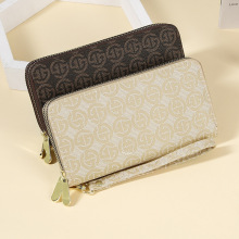 女士钱包2025长款印花双拉链时尚百搭欧美潮流大容量多卡位手拿包