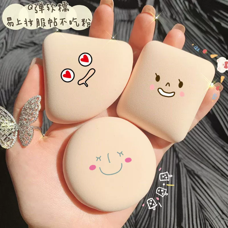 Makeup sponge — triangular cotton sponge, soft elastic for foundation & powder