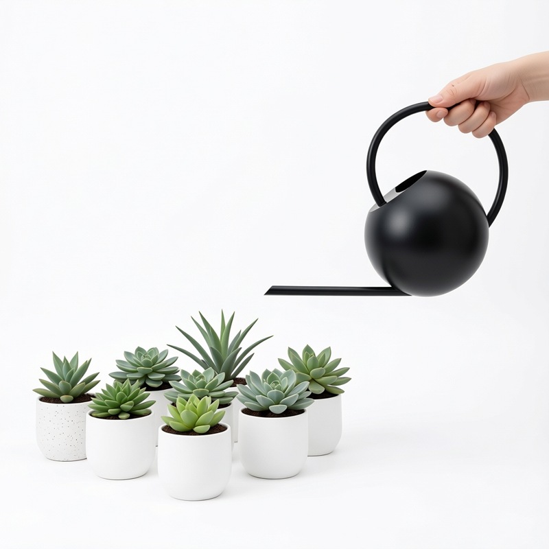 Regadera de acero inoxidable, mini regadera para plantas de interior, pequeña regadera negra con pico largo, 400ML image 3