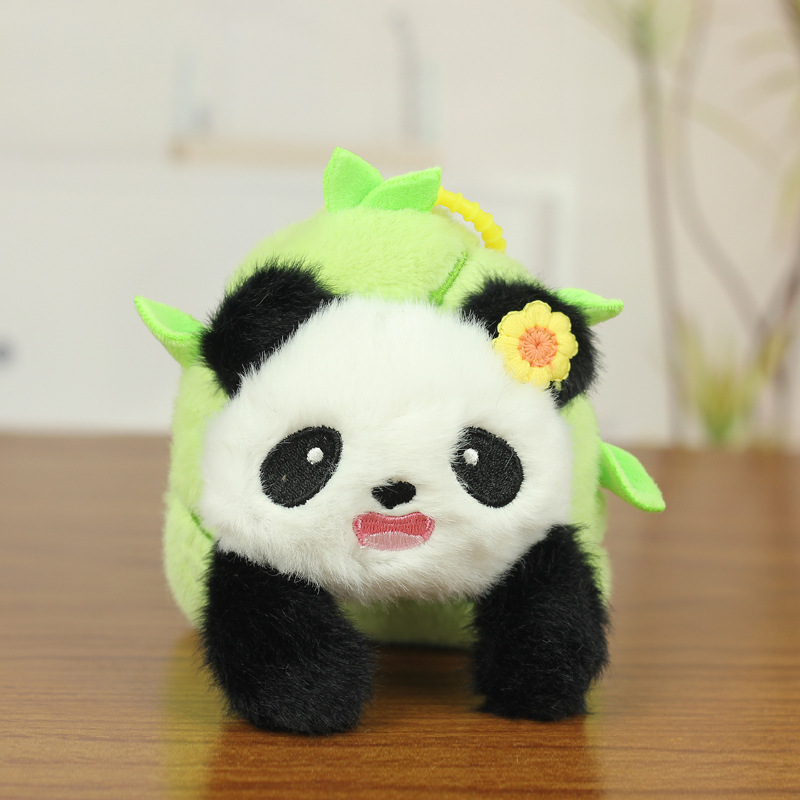 Red popularidad adorable brotes de bambú pequeño panda colgante juguetes de peluche muñeca bolsos colgantes llaveros muñecas de tela