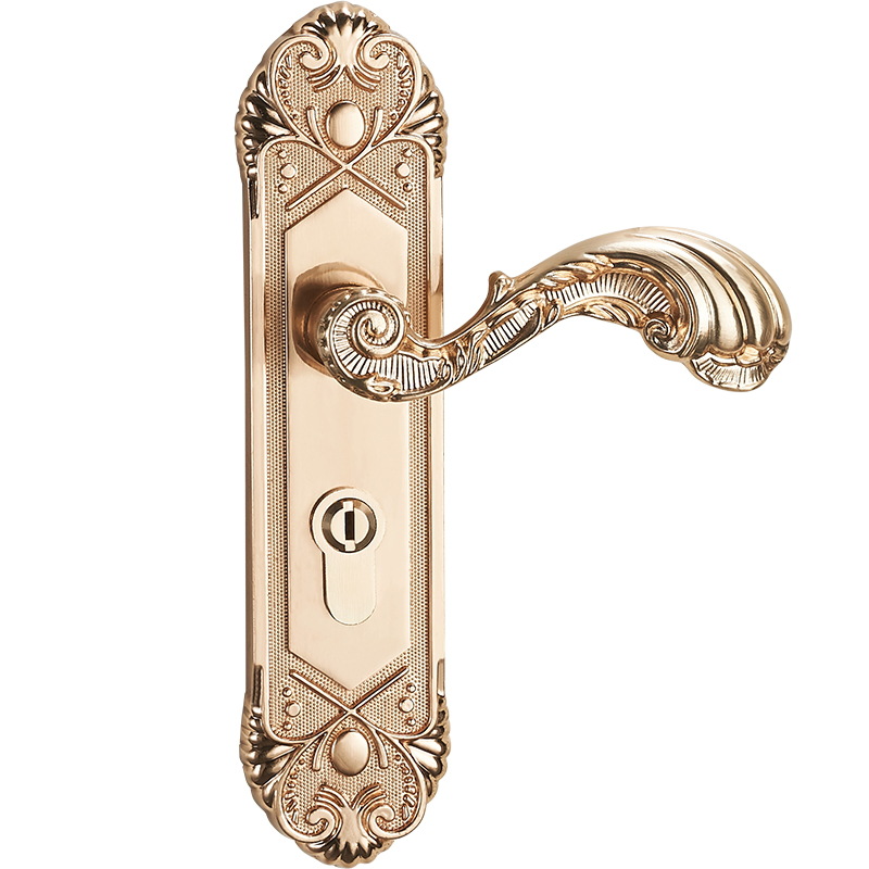 Evergrande PVD oro sola lengua mudo de madera cerradura de la puerta interior dormitorio Hogar Universal habitación puerta cerradura manija de la puerta