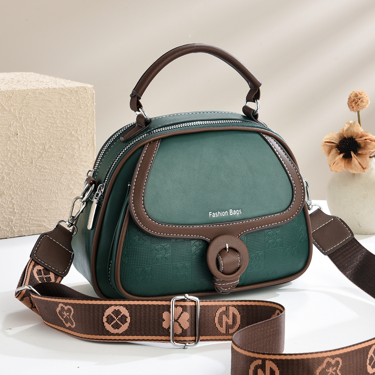 2025 nuevo bolso redondo de color de contraste bolso de moda bolso de verano bolso de mano de mujer
