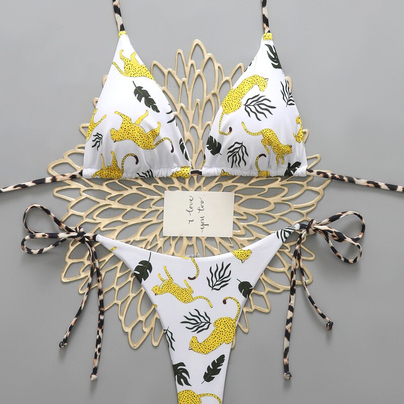 2026 New European and American Sexy Casual Cute Girl Seaside Vacation Ladies Thong Bikini Swimsuit