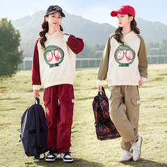 女童春裝套裝2024新款兒童春季中大童衛衣工裝褲兩件套運動春秋款