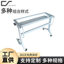 白色培训桌金属台架折叠桌长条桌会议桌简约现代培训桌架折叠