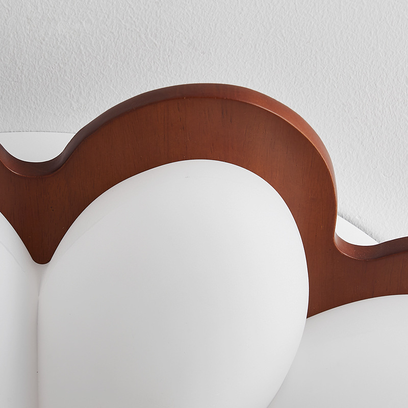 Lámpara de techo de dormitorio de estilo medio 2025 nueva lámpara de estudio de estilo crema flor retro nogal lámpara de balcón de protección ocular