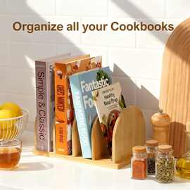 木制食谱书架桌面支架书本储存架书桌台面活页夹支架厨房食谱架