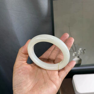 Jin Yutang Xinjiang high quality Hotan Jade Sheet White Jade Bracelet Jade Tight Fineness through Lamp Circle 56.5