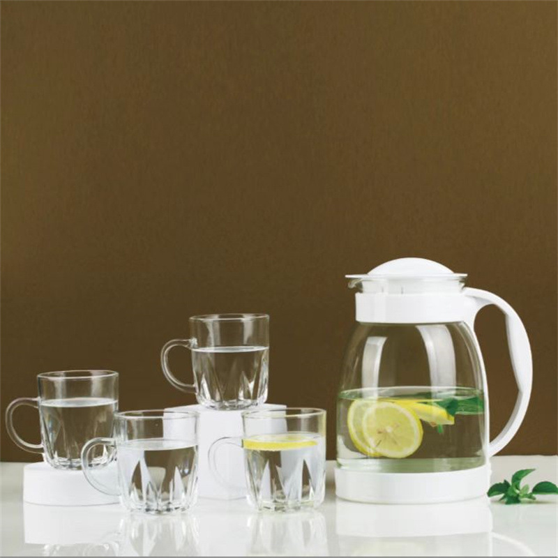 Moda Lila olla conjunto de cinco piezas hogar de gran capacidad botella de agua fría jugo olla a prueba de explosión de alta temperatura resistente tetera venta al por mayor