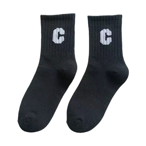 Big C socks women's mid-calf socks spring, autumn and winter cotton with shark pants college style ins trendy socks versatile women's Zhuji socks