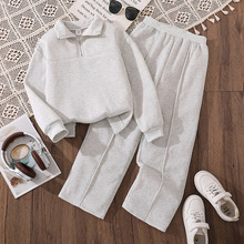 童装2025新款儿童秋冬加绒休闲套装男女童半拉链立领长袖卫衣长裤