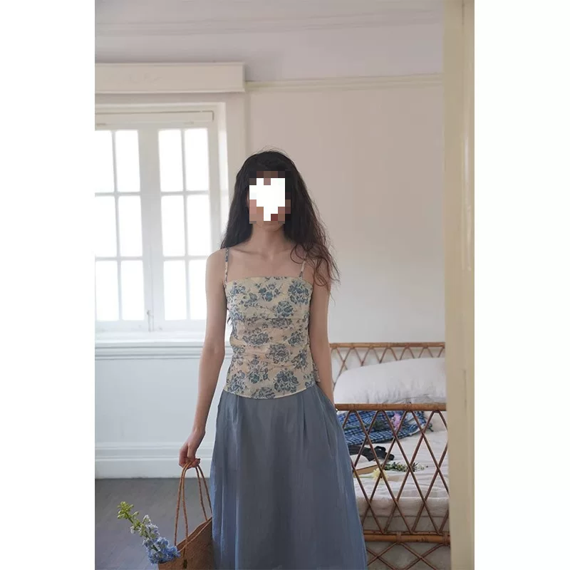 Summer retro detachable asymmetrical bra top, lifting effect