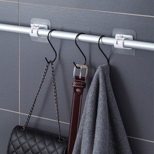 ✧ Curtain Rod Hooks, Curtain Rod Clips, Fixed Without Drilling, Adhesive Bracket Clips, Horizontal Rod Door Curtain Telescopic Rod Adhesive
