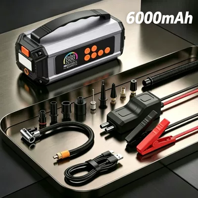Car Air Pump, Multi-Functional Portable Electric Car Air Pump, Emergency Jump Starter (Hava nasosu) - 6667-emergency-power-supply-6000-battery19mmair-pumpblowervacuum-4in1