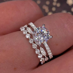 韵淼 Wish AliExpress Cross-border E-commerce Fashion Princess Engagement Ring European and American Micro-Inlay Zircon Jewelry Wholesale