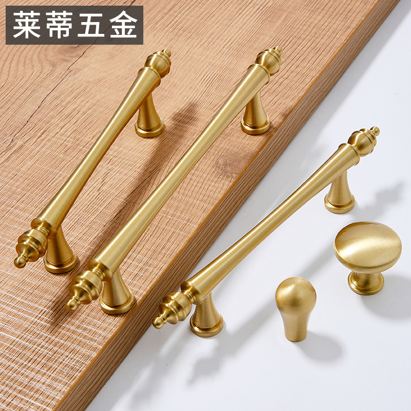 黃銅法式輕奢櫃門拉手圓球單孔北歐風現代金色櫥櫃抽屜鞋櫃小把手