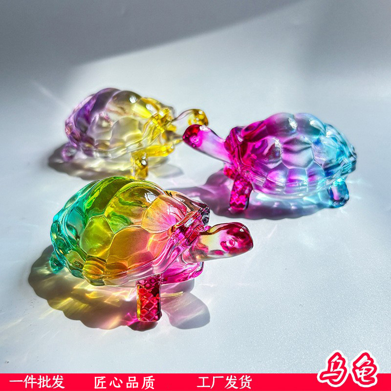 Glass Artificial Turtle Ornaments Glass Money Turtle Home Fish Tank Landscaping Auspicious Decorations Citrine Turtle
