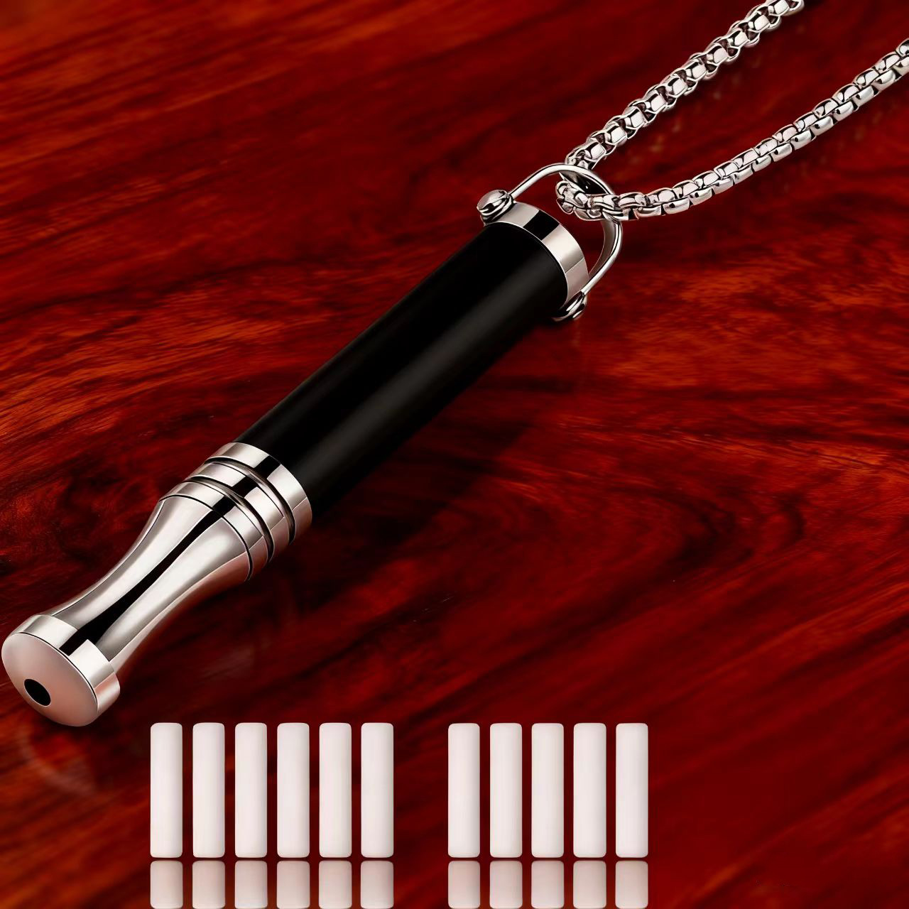 零售 虎眼能量呼吸阻力项链钛钢内置棉芯减压辅助冥想缓焦虑饰品