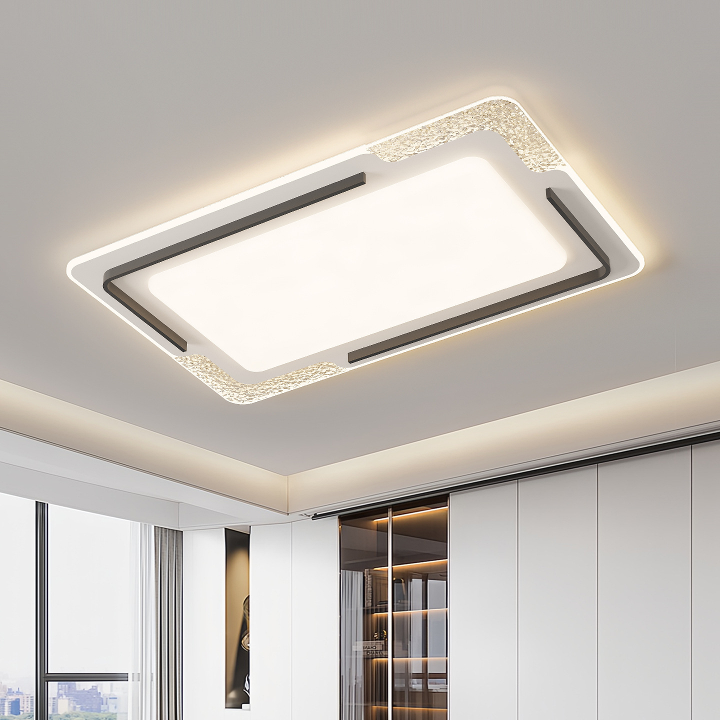 Luz de techo de la sala de estar moderna y simple lámpara de dormitorio principal 2026 nueva luz de techo de la habitación francesa 448L