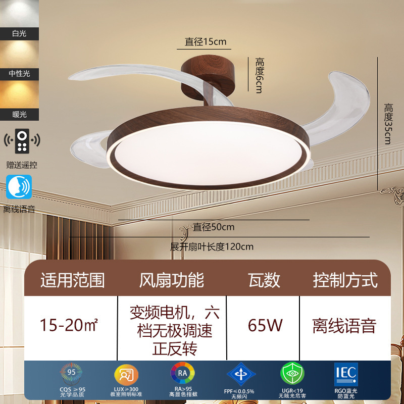 隐形风扇灯超薄简约新款家用客厅餐厅卧室灯静音变频吊扇吸顶灯|undefined