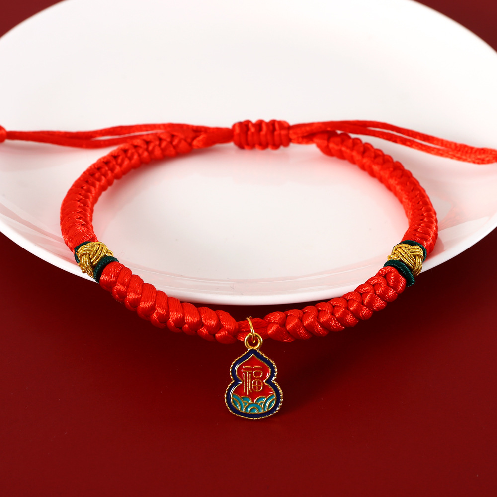 Perro de peluche de mascota Año Nuevo Festival de Primavera tejiendo collar de cuerda roja para atraer la riqueza y la vida centenar de años de ajuste collar de cerradura estilo chino