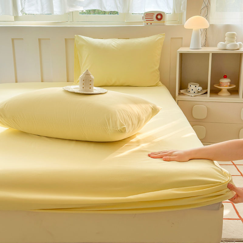 2025 nuevo estilo japonés color sólido viento sin impresión tipo A leche algodón lavado súper suave sábana de una pieza funda de almohada