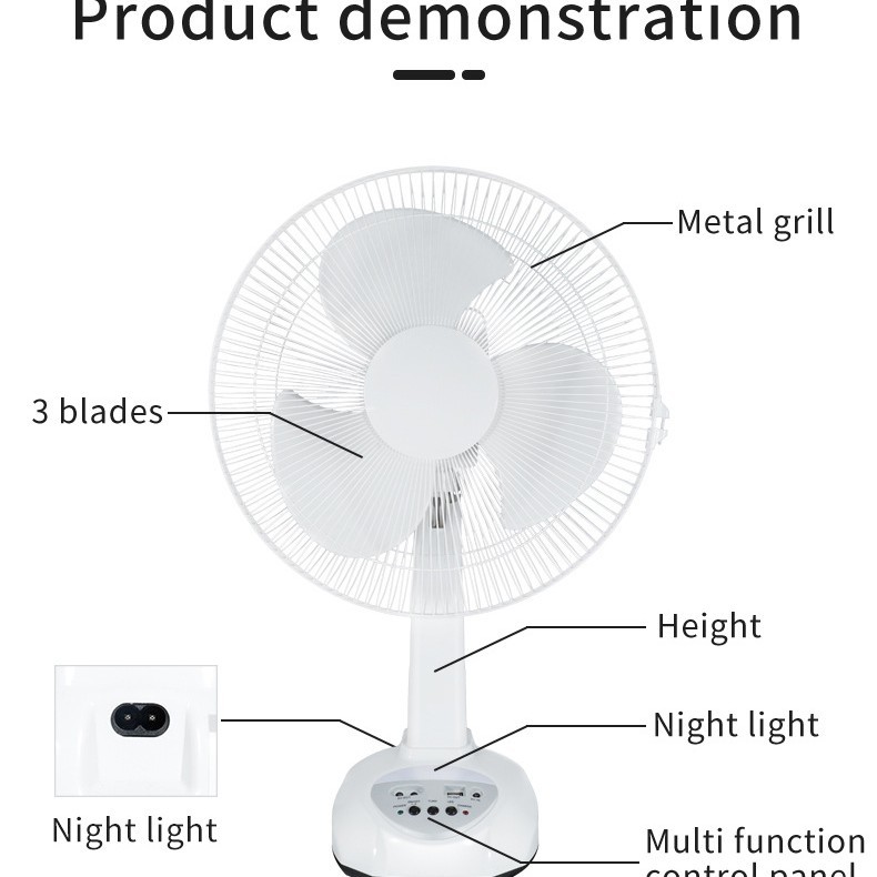 Sudeste asiático mejor vendido ventilador de carga solar de 16 pulgadas con lámpara de panel solar de 3W paquete de promoción ahorro de energía