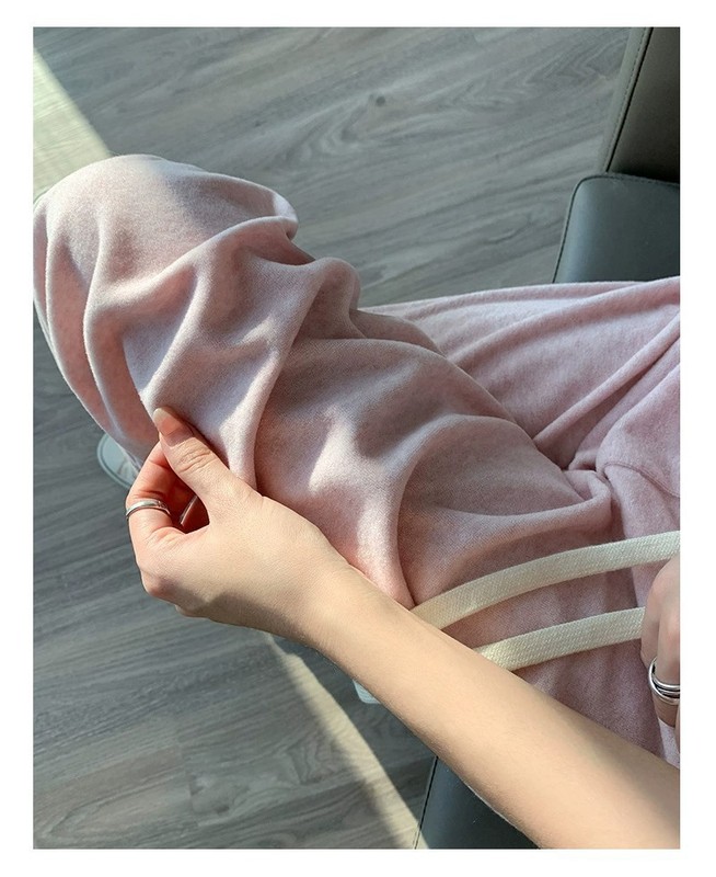 奶昔毛巾软糯阔腿裤女秋冬新款休闲高腰直筒裤显瘦针织拖地裤子|undefined