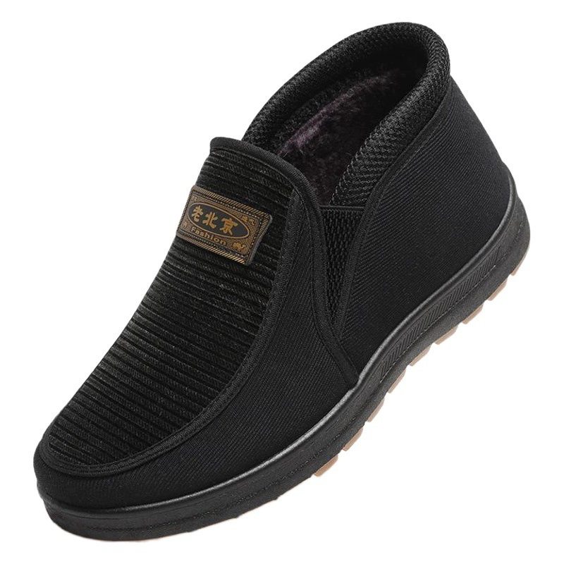 冬季新款老北京棉鞋加绒加厚防滑保暖男鞋老年一脚蹬休闲爸爸鞋