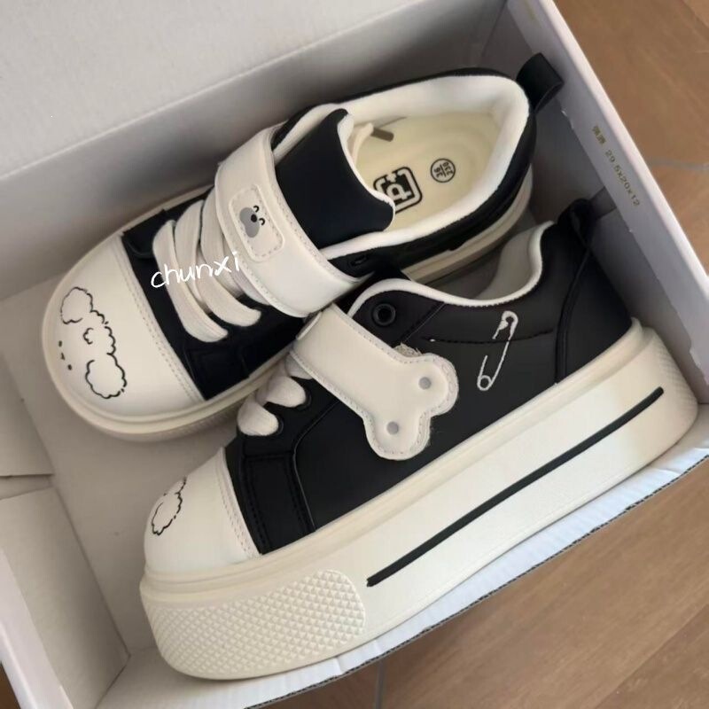 Cute Puppy-Style Sneakers for Women, 2026 New Model, Velcro Board Shoes, Height-Increasing Thick-Soled Student White Sneakers for Women Cute Puppy-Style Sneakers for Women, 2026 New Model, Velcro Board Shoes, Height-Increasing Thick-Soled Student White Sneakers for Women