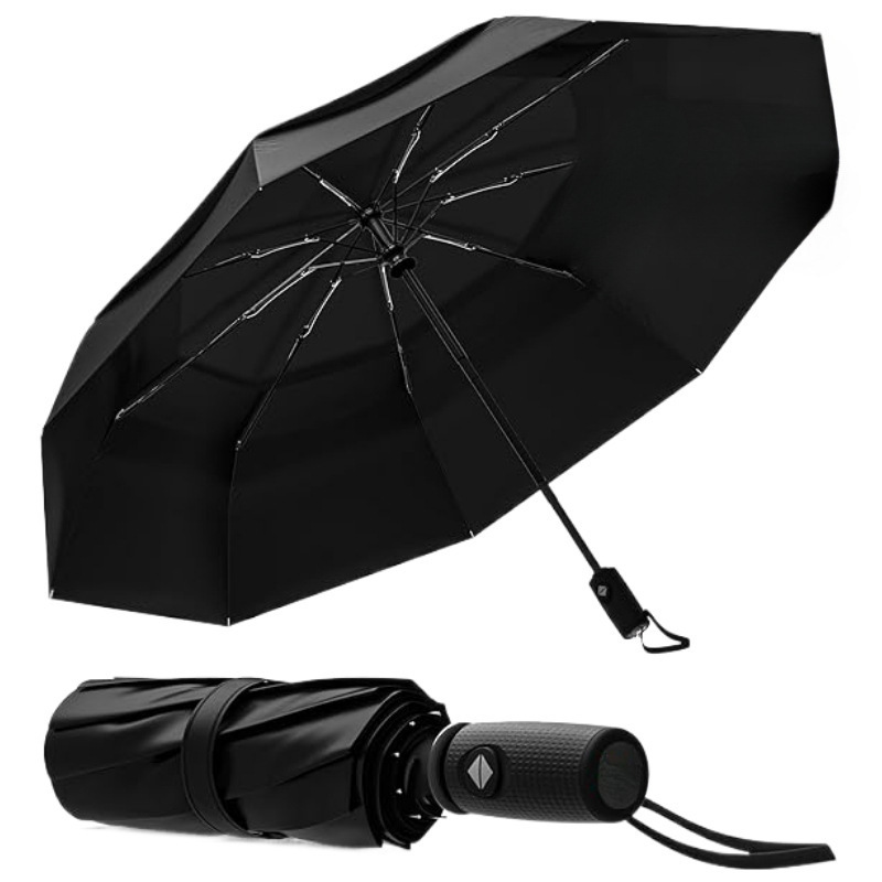 Windproof Travel Umbrella Compact Compact Compact and Robust Lightweight Portable Automatic Folding Umbrella Durable Grip Car Backpack