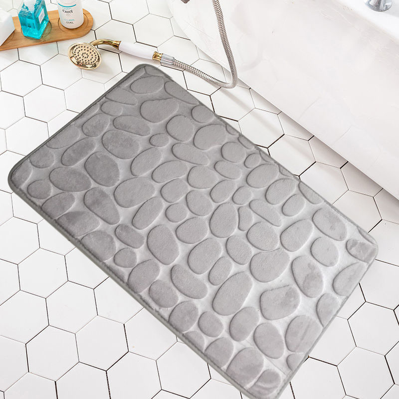 Cross-Border Hot Selling 3D Cobblestone Embossed Floor Bathroom Water Absorption Non-Slip Mat Entrance Doormat Bedroom_voghion.com