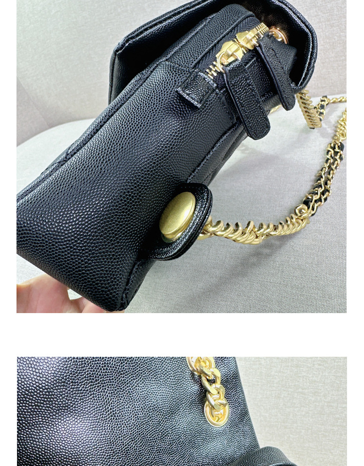 2024 New High-end Leather Small Aroma Caviar Diamond Chain Backpack, Elegant Commuter Style_voghion.com