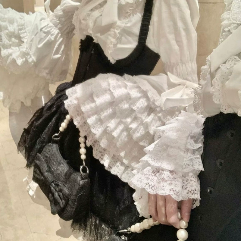 Black lace white shirt