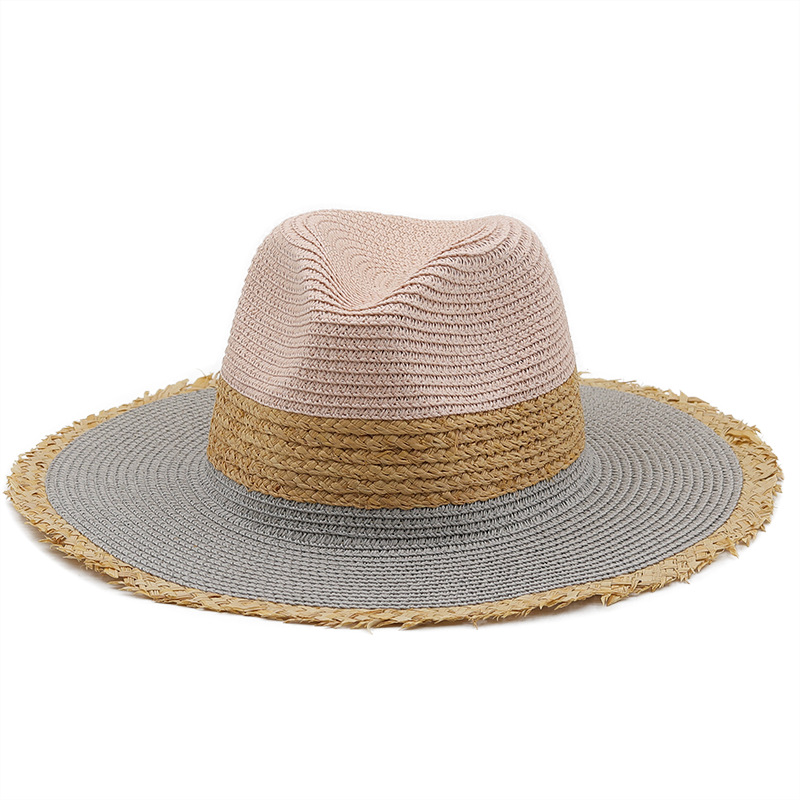 Fashion Women's Summer Retro Color Matching Straw Hat Raw Edge display picture 5