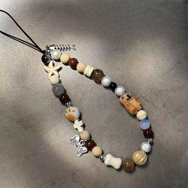 Ins-Style Bone-Shaped Dog Bead Pendant Phone Case Accessory Lanyard Decoration Minimalist Phone Chain Portable