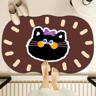 Avtomobil döşəmə paspasları — Mat Cartoon Diatom Mud Mat - bow-cat-4060cm-diatom-mud
