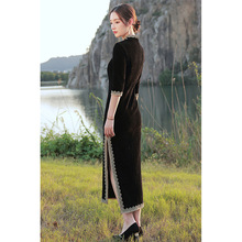 黑色改良旗袍2023秋冬新款中式年轻款高端气质老上海高级感连衣裙