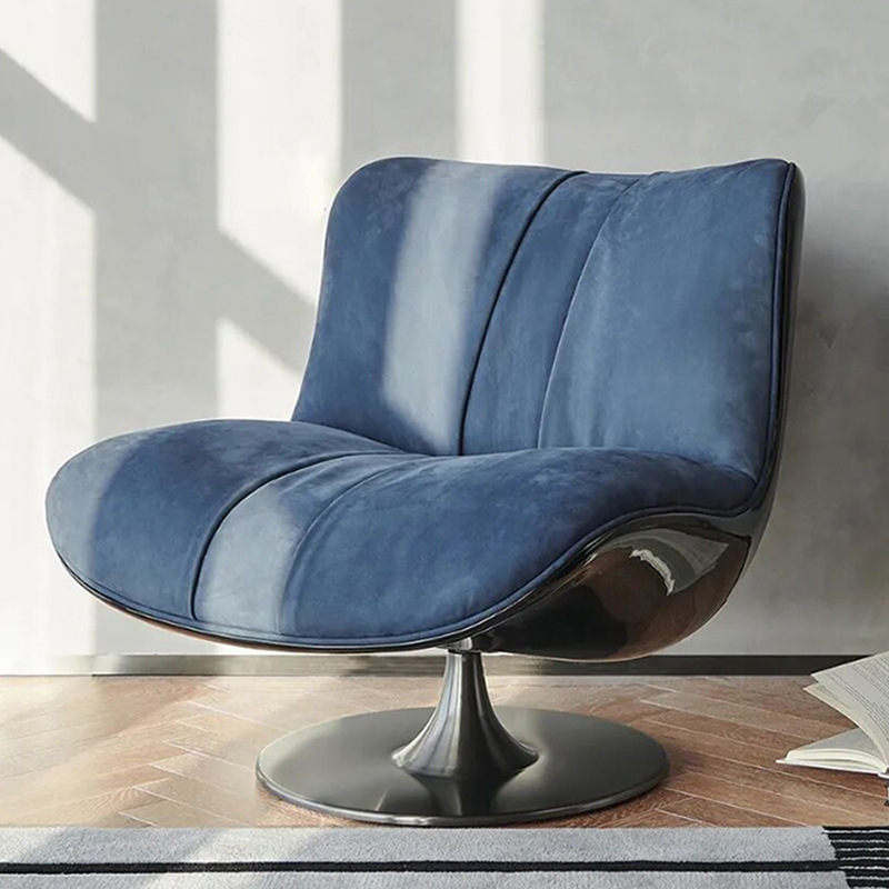 意式極簡baxter旋轉椅設計師客廳創意鴨舌單人椅高端高定真皮沙發