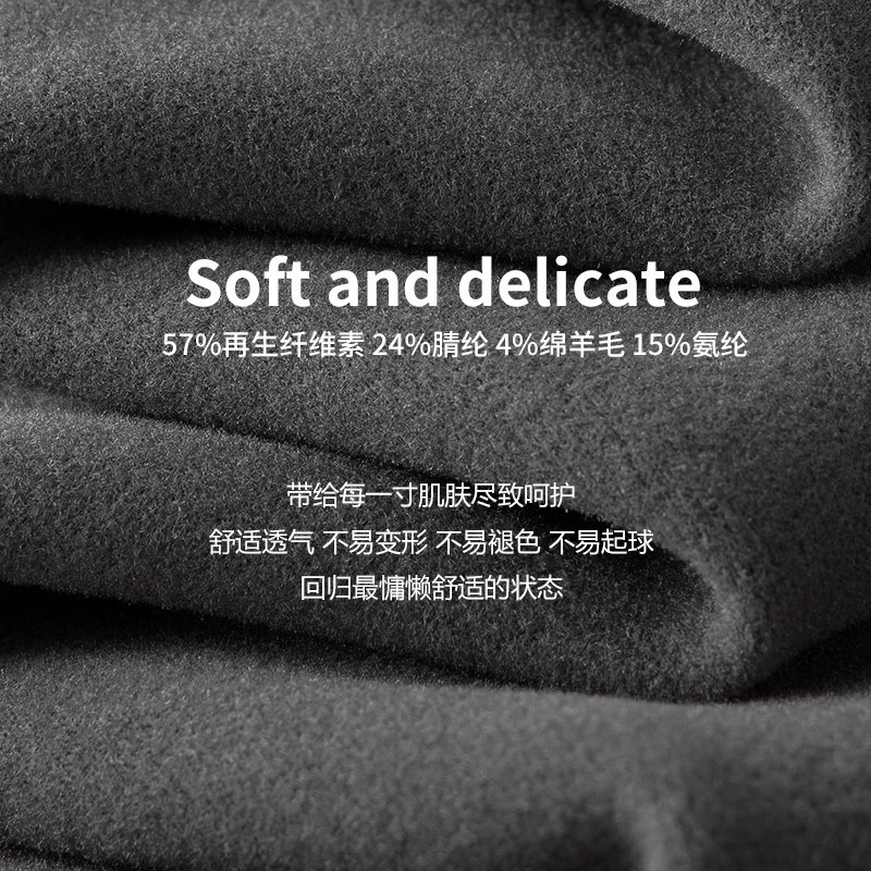 Woolen keep warm thermal underwear, antibacterial set, round collar