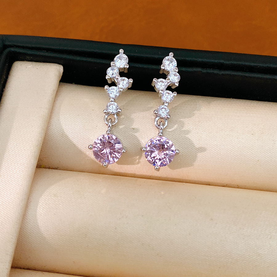 Agujas de plata de piedra de silicio pernos redondos simples diarios temperamento versátil pendientes de moda ligero lujo alta sensación de auriculares al por mayor image 7