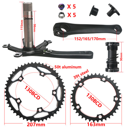 Road bike integrated crankset and folding bike hollow crank set 39-50T modified single disc and double disc 152mm