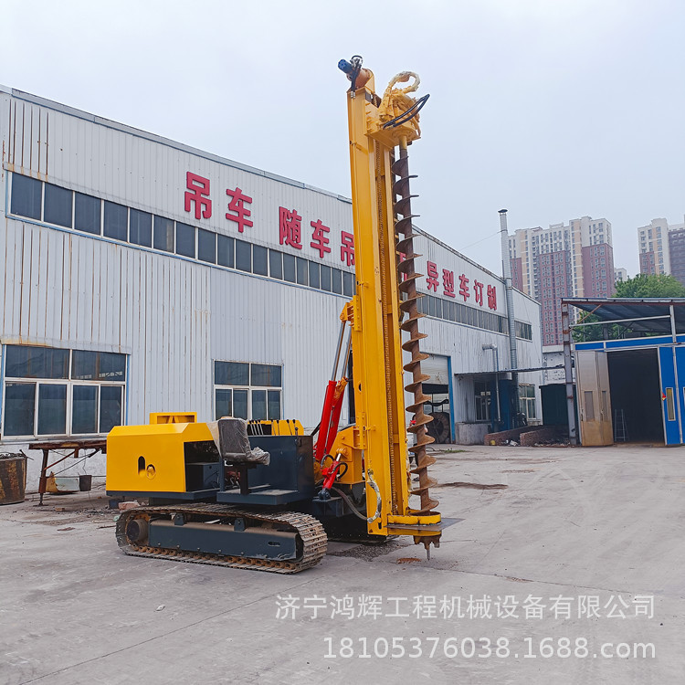新疆光伏基础桩打桩机 360度回转螺旋钻机 履带式两用型引孔设备