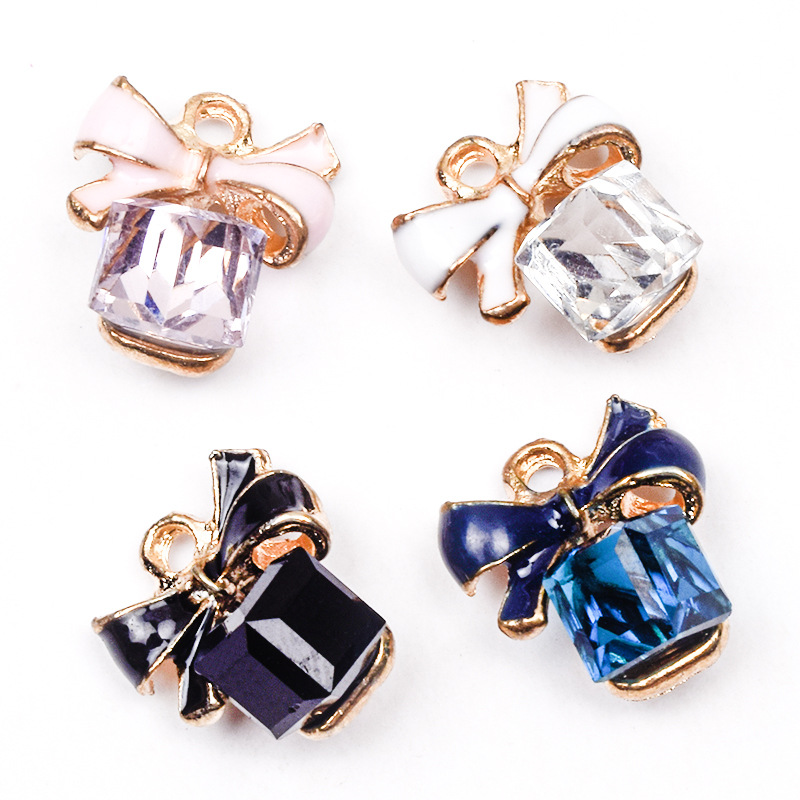 Enamel, Inlay Design 10 PCS/Package Alloy Crystal Bow Knot