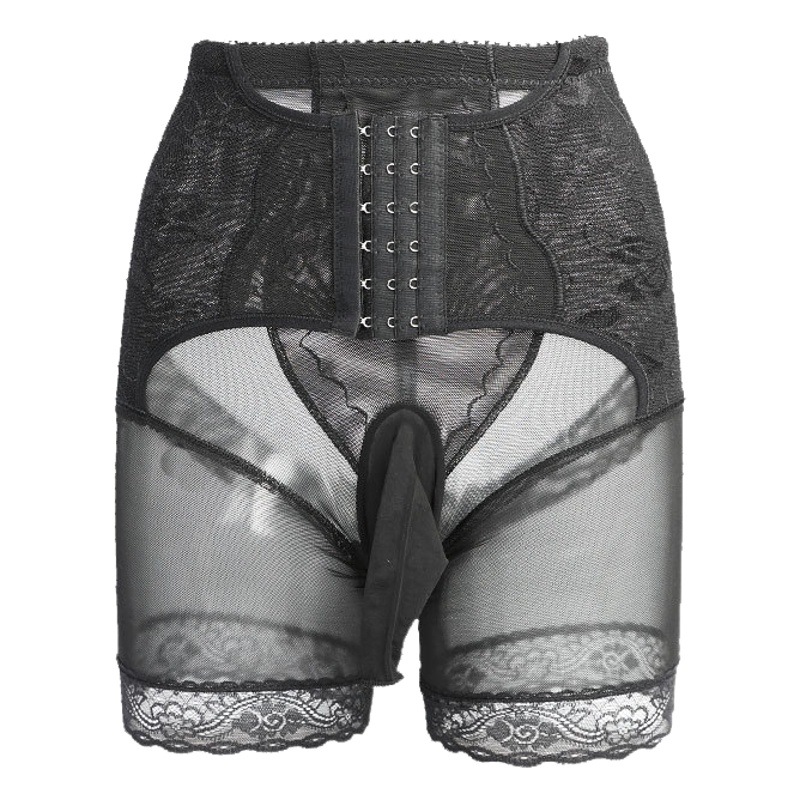 Verano de los hombres transpirable breasted malla hebilla cintura de plástico Levantamiento de cadera cintura alta cuerpo formando quinto pantalones tres filas seis botones vientre contratación boxeador