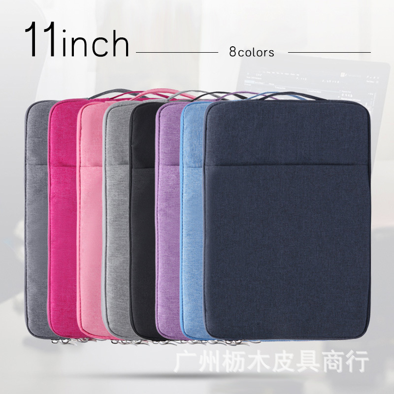 Overseas hot selling solid color leather cotton cloth side zipper portable liner bag suitable for Apple ipad tablet storage
