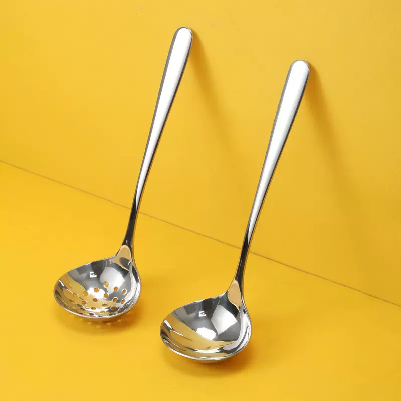 316不锈钢汤勺汤漏 火锅漏勺家用长柄优雅盛汤粥勺吃面加深勺餐勺