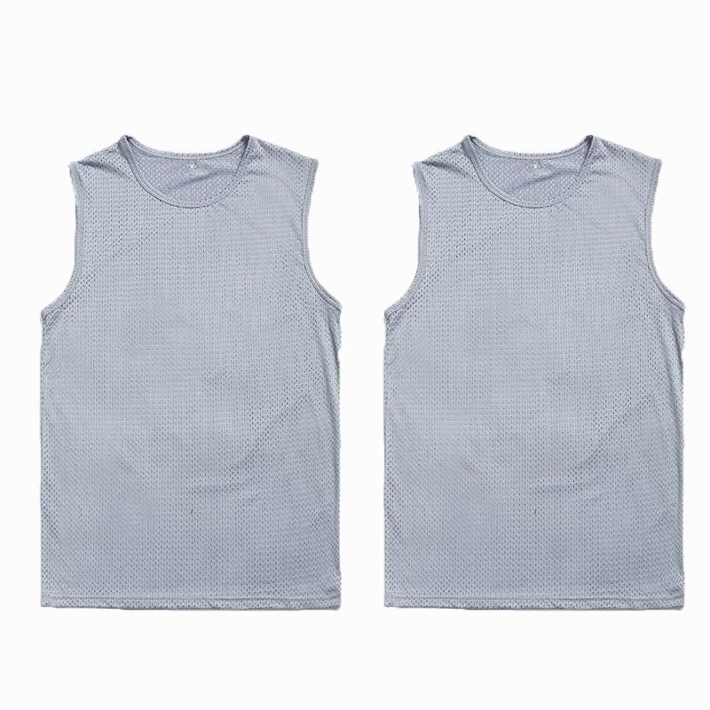 Chaleco de malla hombre deportivo ventilado hueco hielo rápido de verano camiseta sin mangas hombro amplio fábrica delgada comercio exterior al por mayor