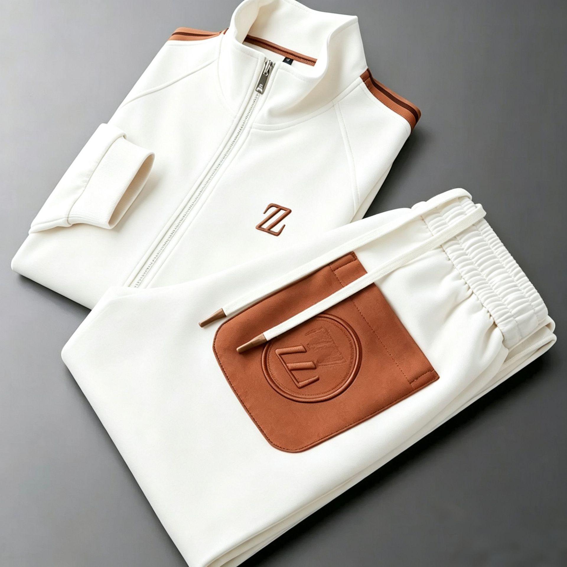 Unbranded Casual Sportswear Set 2-Piece White/Brown